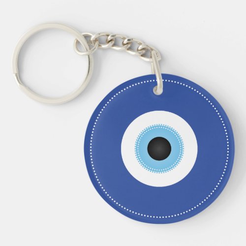 Greek Evil Eye Blue White Keychain