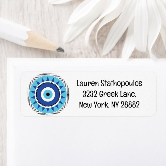 Greek Evil Eye Blue White Label (Insitu)