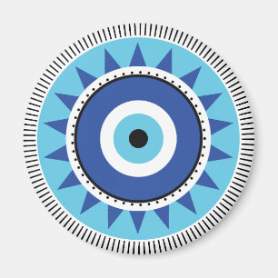 Greek Evil Eye Blue White Magnet