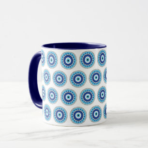 Greek Evil Eye Blue White Mug
