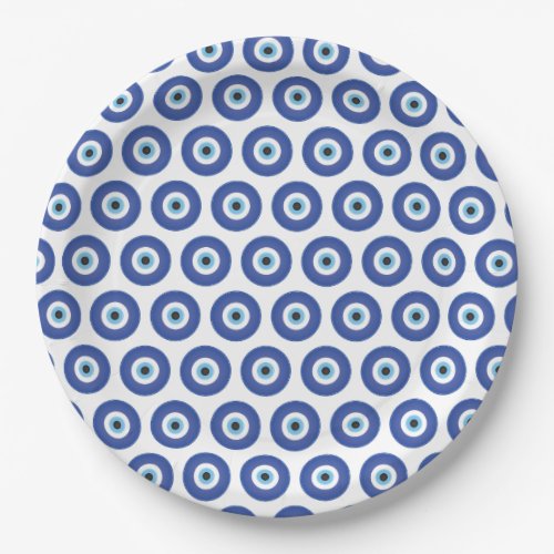 Greek Evil Eye Blue White Paper Plates