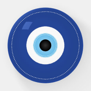 Greek Evil Eye Blue White Paperweight