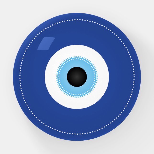 Greek Evil Eye Blue White Paperweight (Front)