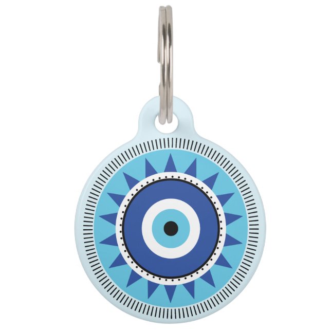 Greek Evil Eye Blue White Pet ID Tag (Front)