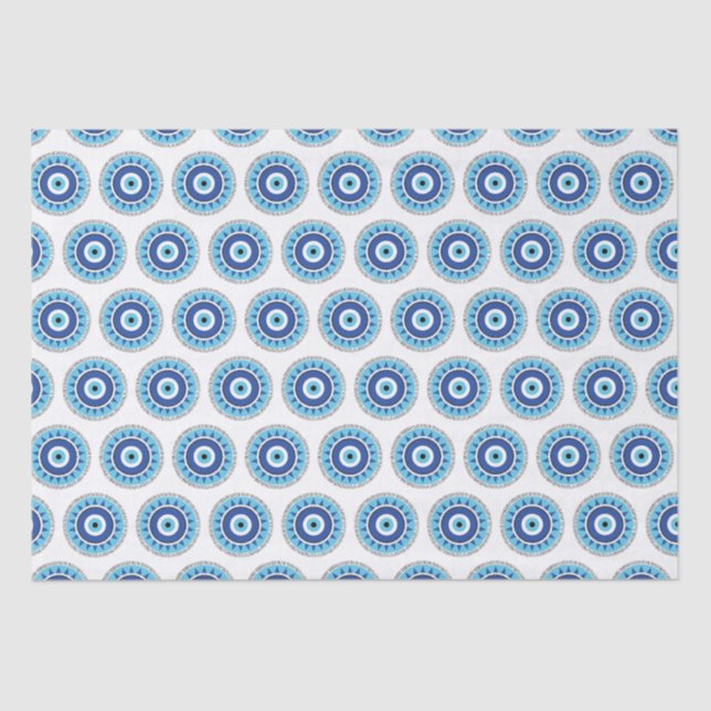 Greek Evil Eye Blue White Tissue Paper (Front)