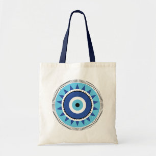 Greek Evil Eye Blue White Tote Bag