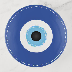 Greek Evil Eye Blue White Trinket Tray