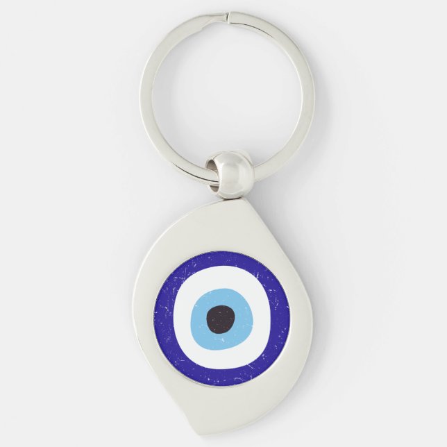 Greek Evil Eye Distressed Design Keychain (Front)