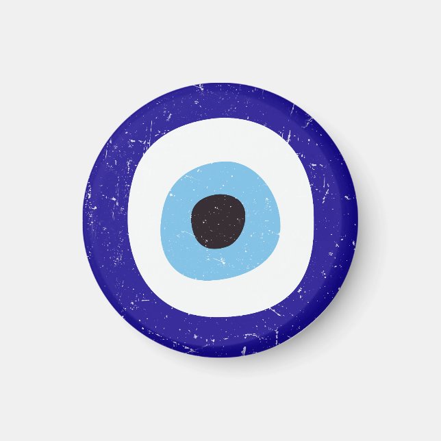 Greek Evil Eye Distressed Design Magnet (Front)