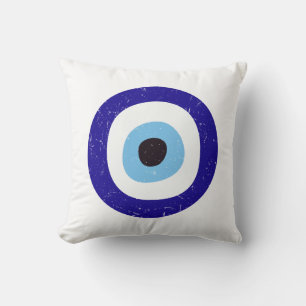 Greek Evil Eye Distressed Design Throw Pillow