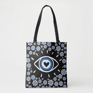 Greek Evil Eye Hamsa Vibes Nazar Amulet Modern Tote Bag