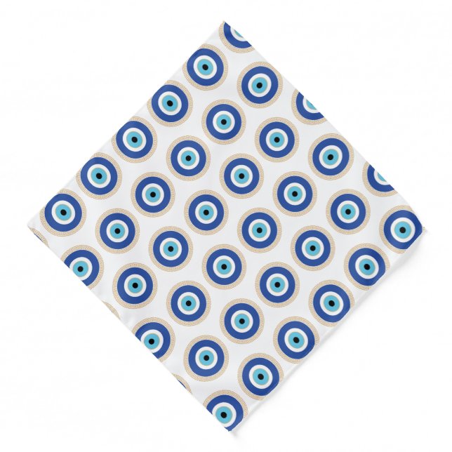 Greek Evil Eye In Greek Key Bandana (Front)