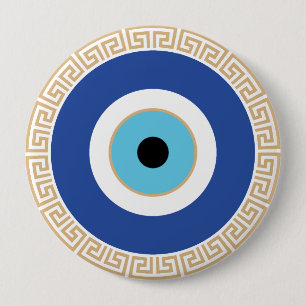 Greek Evil Eye In Greek Key Button