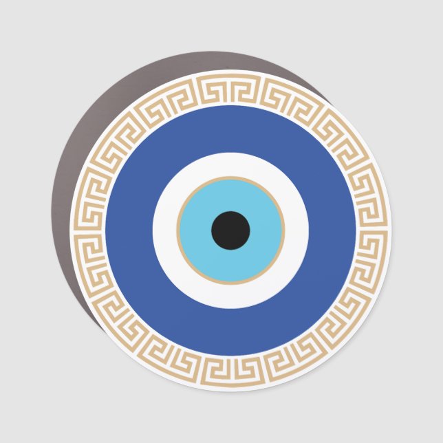 Greek Evil Eye In Greek Key Car Magnet (Front)