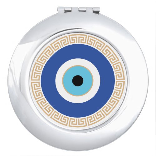 Greek Evil Eye In Greek Key Compact Mirror