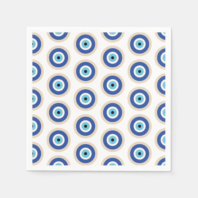 Greek Evil Eye In Greek Key Napkins (Front)