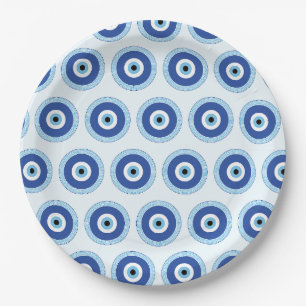 Greek Evil Eye In Greek Key Paper Plates