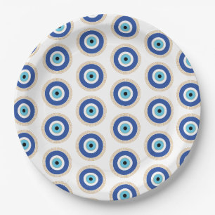Greek Evil Eye In Greek Key Paper Plates