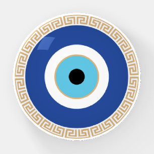 Greek Evil Eye In Greek Key Paperweight