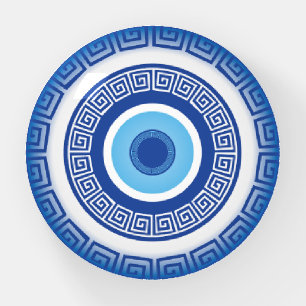 Greek Evil Eye In Greek Key Paperweight
