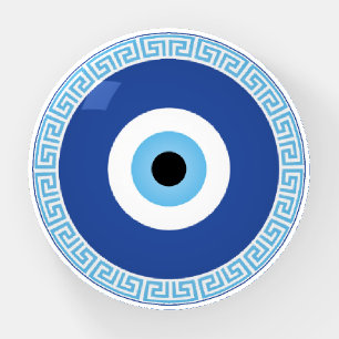 Greek Evil Eye In Greek Key Paperweight