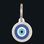 Greek Evil Eye In Greek Key Pet ID Tag<br><div class="desc">An illustration of a Greek evil eye inside a Greek key.</div>