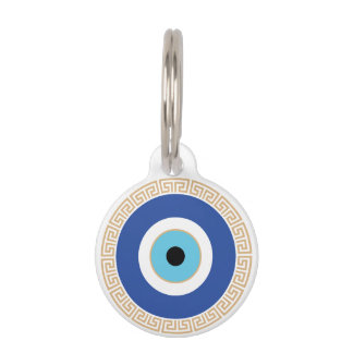 Greek Evil Eye In Greek Key Pet ID Tag