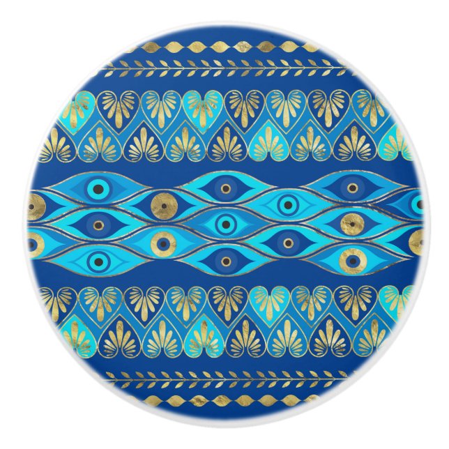 Greek Evil Eye ornament Ceramic Knob (Front)