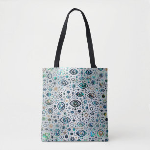 Greek Evil Eye pattern Abalone shell and gold Tote Bag