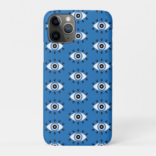 Greek Evil Eye Pattern Blue Black White iPhone 11 Pro Case