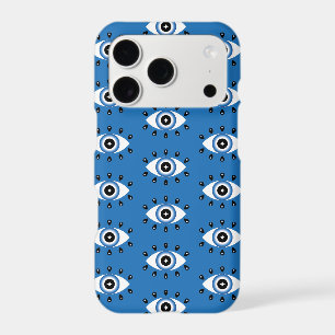 Greek Evil Eye Pattern Blue Black White iPhone 17 Pro Case