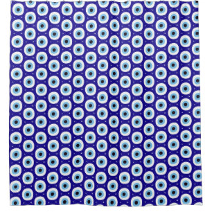 Greek Evil Eye Pattern Distressed Design Shower Curtain