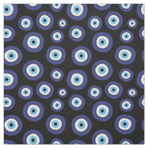 Evil Eye Mandala Pattern In Blue And White Fabric 