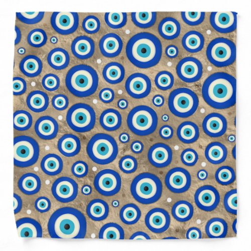 Greek Evil Eye pattern pastel gold background Bandana