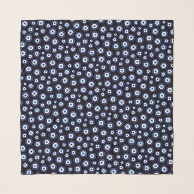 Greek Evil Eye Pattern Scarf (Front (Horizontal))