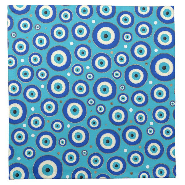 Greek Evil Eye pattern with golden accents Cloth Napkin (Front)