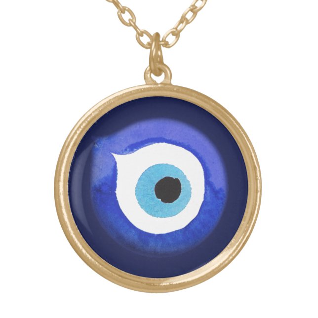 Greek Evil Eye Pendant Necklace Mati Nazar Charm (Front)