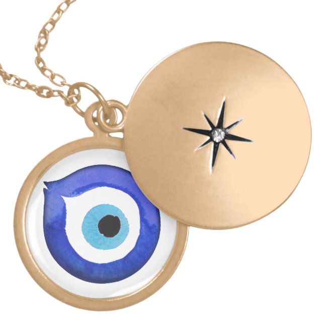 Greek Evil Eye Pendant Necklace Mati Nazar Charm (Front)