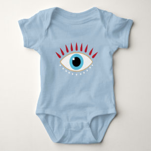 Greek Evil Eye Red Eyelashes Baby Bodysuit