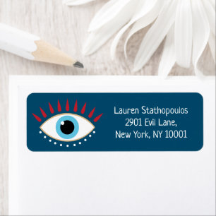 Greek Evil Eye Red Eyelashes Label