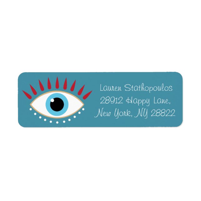 Greek Evil Eye Red Eyelashes Label (Front)