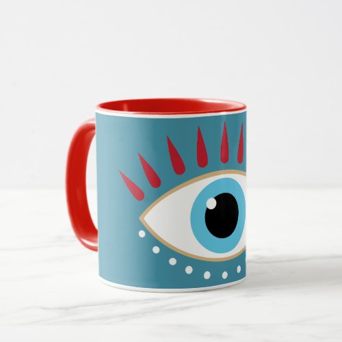 Greek Evil Eye Red Eyelashes Mug