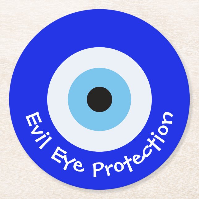 Greek Evil Eye Round Paper Coaster (Front)