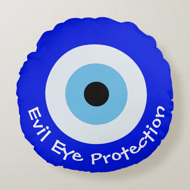 Greek Evil Eye Round Pillow (Front)
