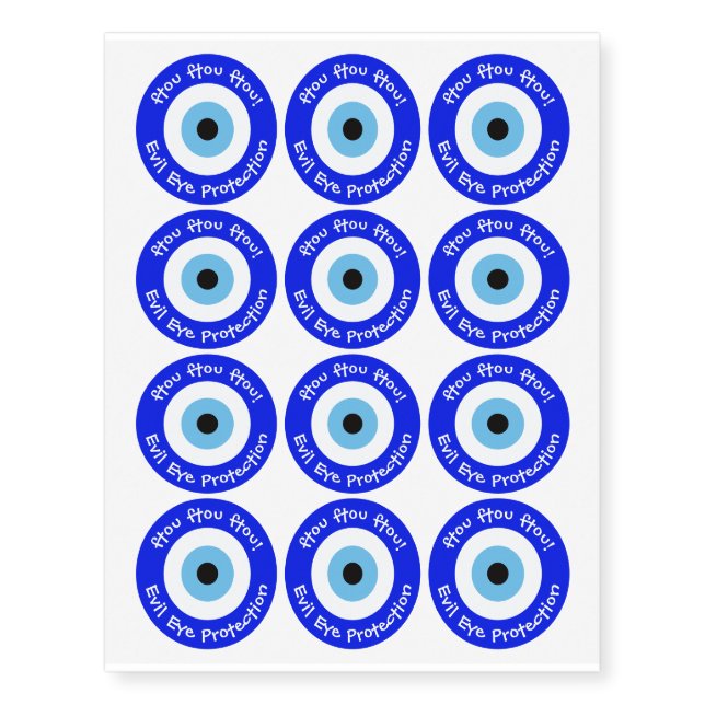 Greek Evil Eye Set of 12 Temporary Tattoos (Front)