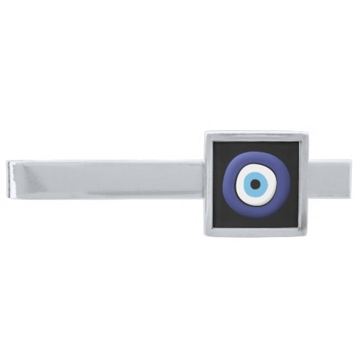 Greek Evil Eye Silver Finish Tie Bar