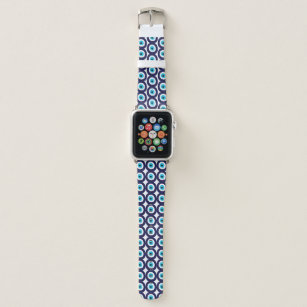 Greek Evil Eye Symbol Patterned Blue and White Apple Watch Band