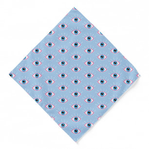 Greek Evil Eye With Eyelashes Pink Blue Bandana