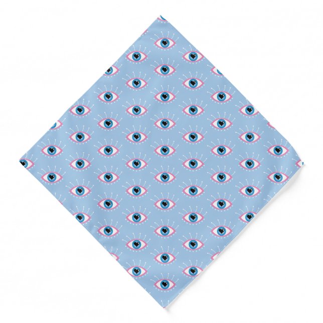 Greek Evil Eye With Eyelashes Pink Blue  Bandana (Front)