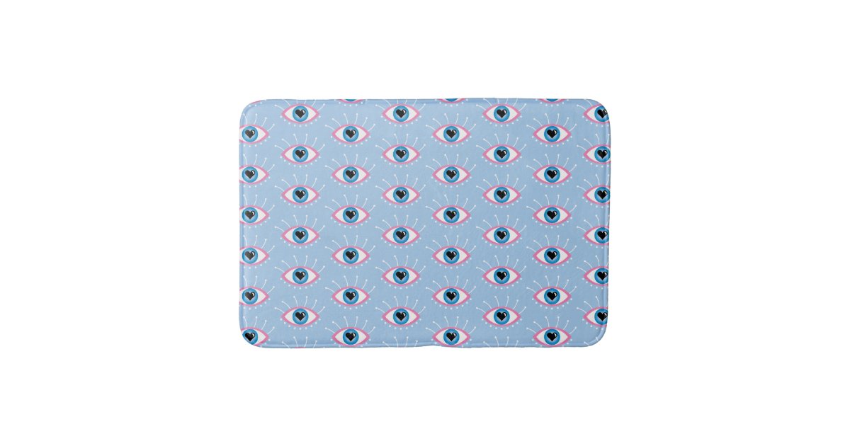 Greek Evil Eye With Eyelashes Pink Blue Bath Mat | Zazzle